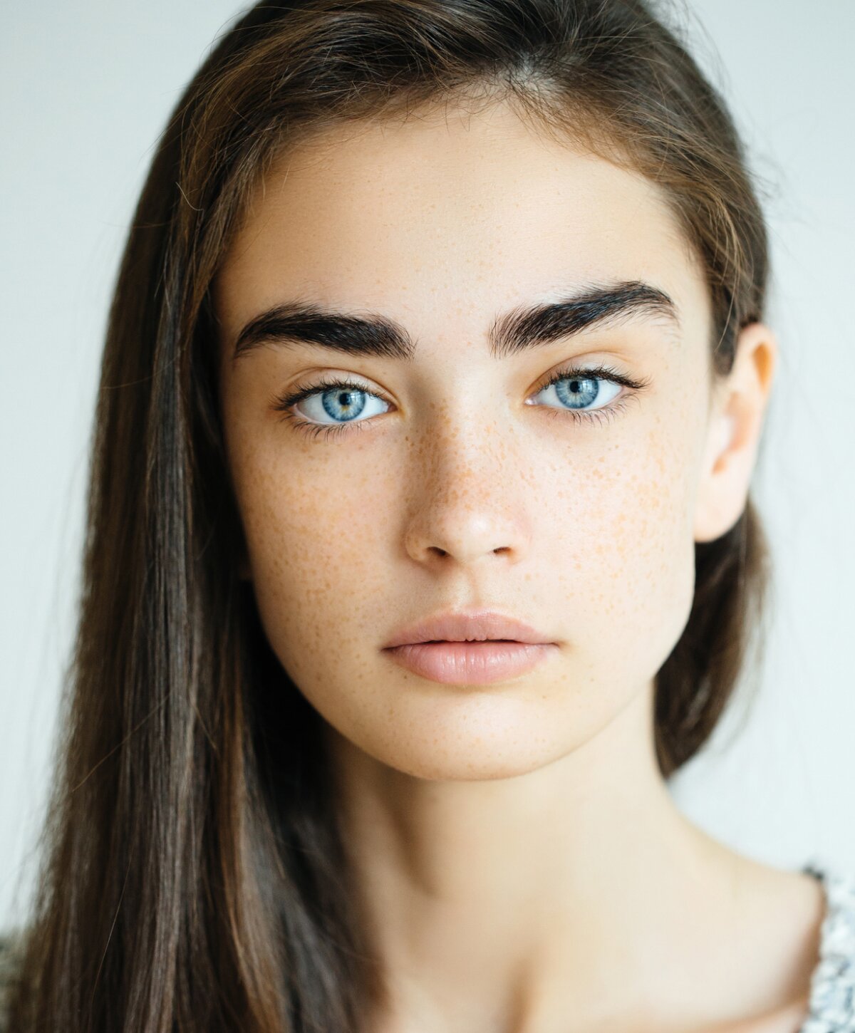 Nashville brow lift patient model with blue eyes